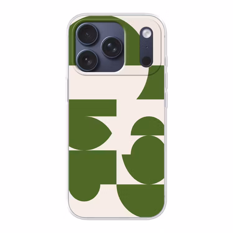 Abstract - Geometrie - Modern - Groen - Wit Telefoonhoesje iPhone 17 Pro klein -3d