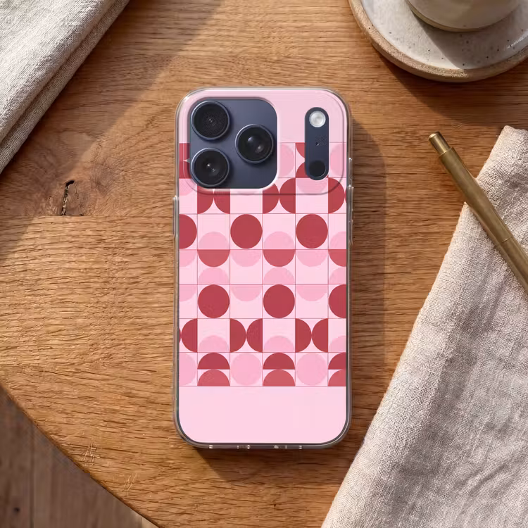 Abstract - Geometrisch - Cirkels - Roze - Modern Telefoonhoesje iPhone 17 Pro klein -sfeer1