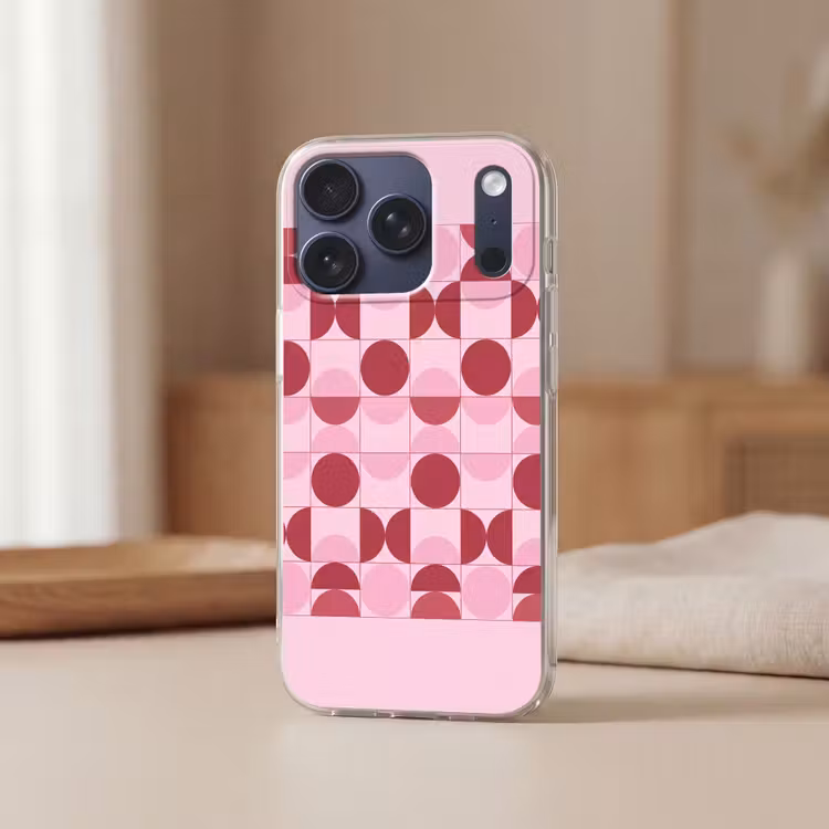 Abstract - Geometrisch - Cirkels - Roze - Modern Telefoonhoesje iPhone 17 Pro klein -sfeer2