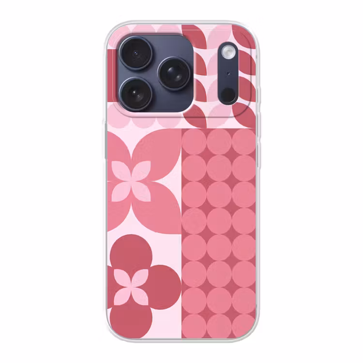 Abstract - Geometrisch - Patroon - Modern - Roze Telefoonhoesje iPhone 17 Pro klein -3d