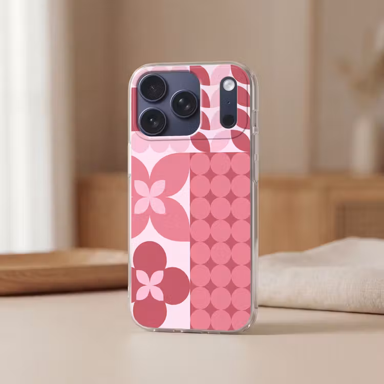 Abstract - Geometrisch - Patroon - Modern - Roze Telefoonhoesje iPhone 17 Pro klein -sfeer2