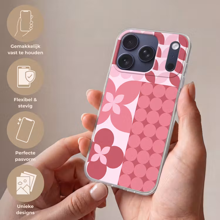 Abstract - Geometrisch - Patroon - Modern - Roze Telefoonhoesje iPhone 17 Pro klein -sfeer3_NL