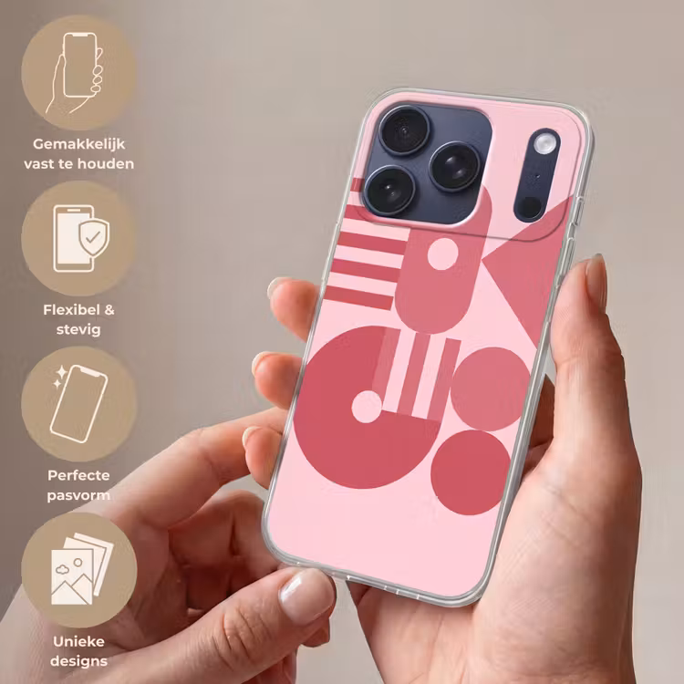 Abstract - Geometrisch - Vormen - Roze Telefoonhoesje iPhone 17 Pro klein -sfeer3_NL