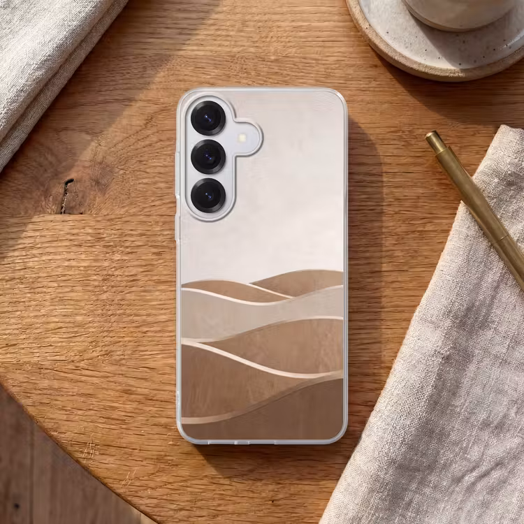 Abstract - Golven - Modern - Beige Telefoonhoesje Samsung Galaxy S26 klein -sfeer1