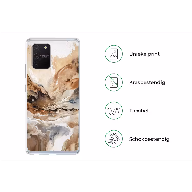 Abstract - Kunst - Verf - Beige - Modern Telefoonhoesje Samsung Galaxy S10 Lite klein -specsS10Lite
