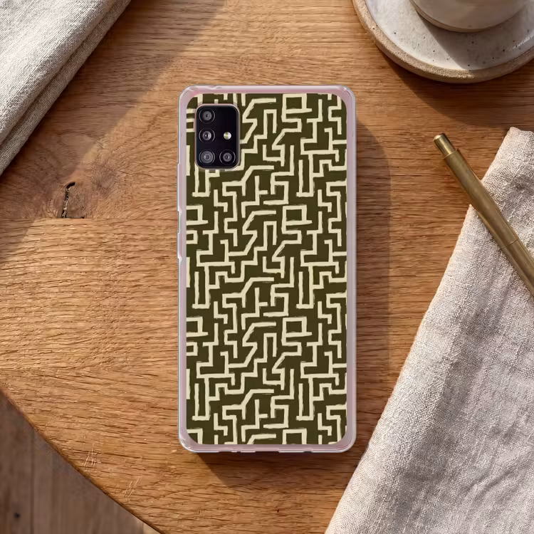 Abstract - Lijnen - Groen Telefoonhoesje Samsung Galaxy A51 5G klein 373 -sfeer1
