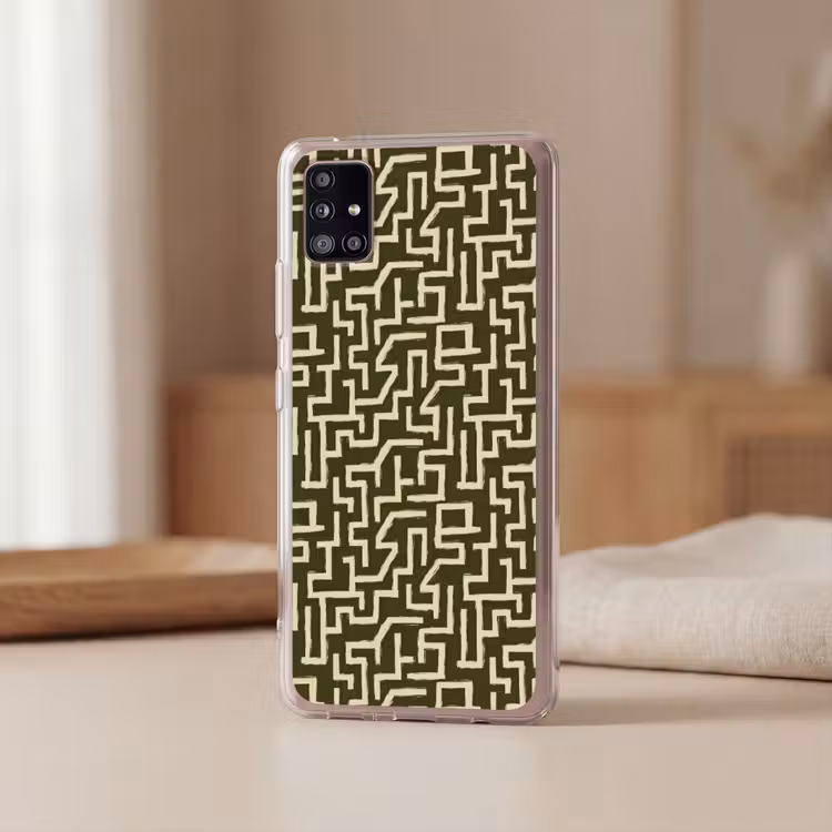 Abstract - Lijnen - Groen Telefoonhoesje Samsung Galaxy A51 5G klein 373 -sfeer2