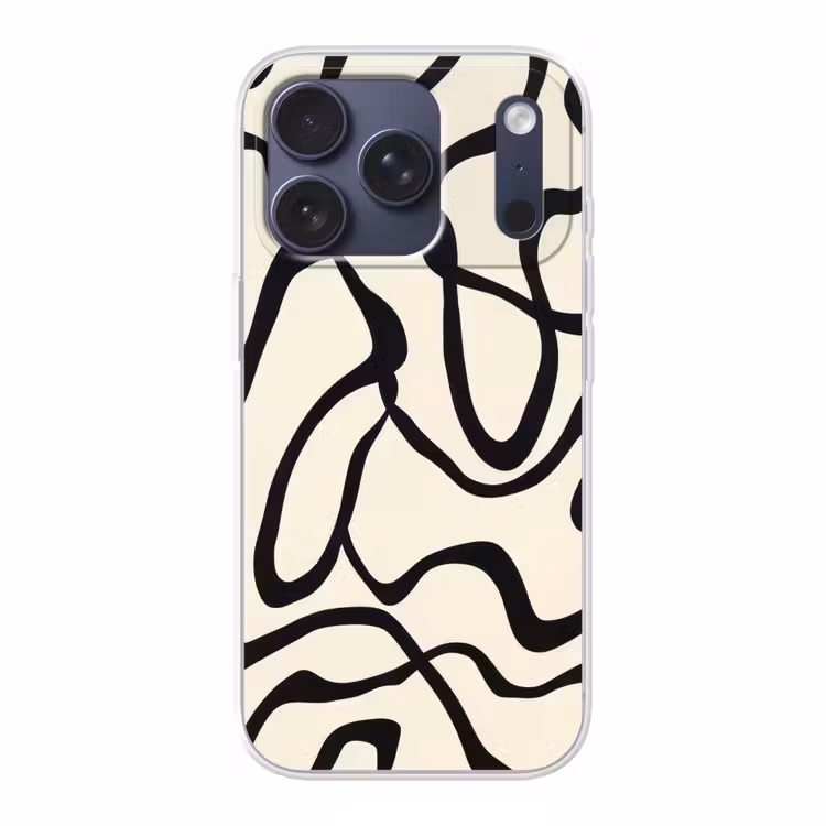 Abstract - Lijnen - Modern - Beige Telefoonhoesje iPhone 17 Pro klein -3d