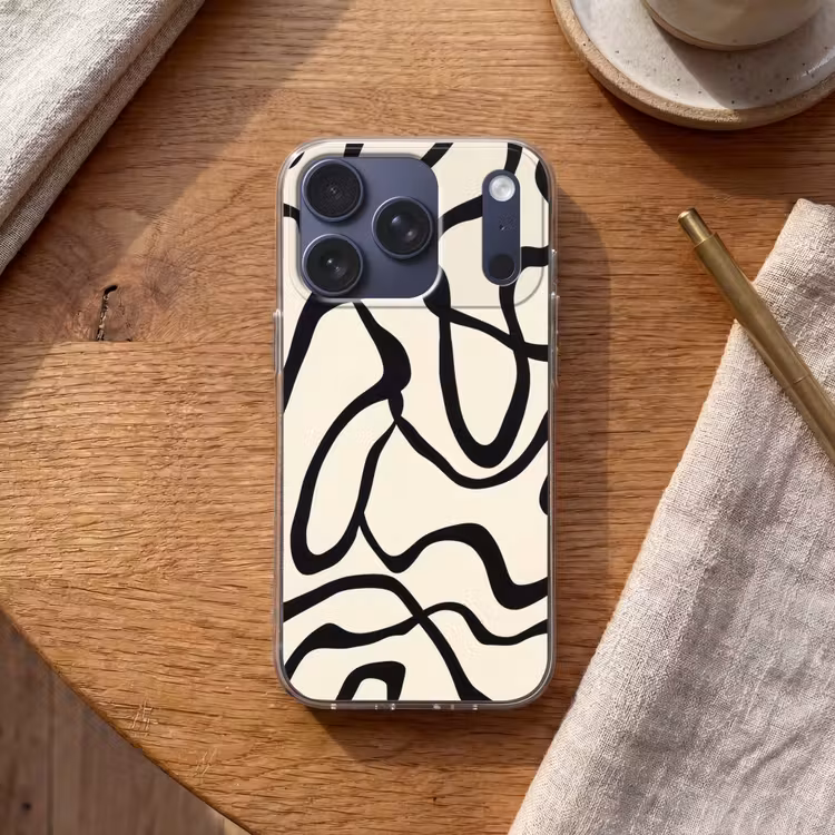 Abstract - Lijnen - Modern - Beige Telefoonhoesje iPhone 17 Pro klein -sfeer1