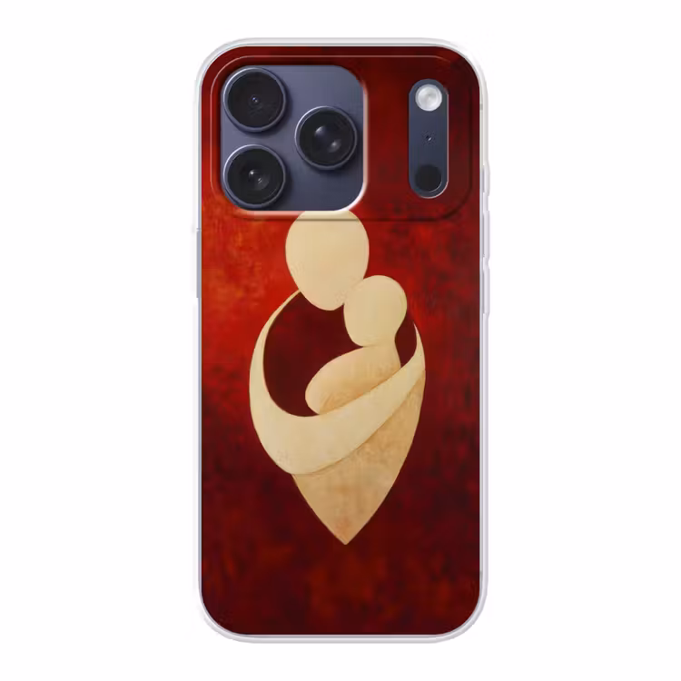 Abstract - Moeder - Kind - Rood Telefoonhoesje iPhone 17 Pro klein -3d