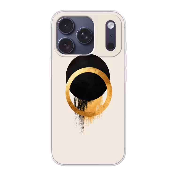 Abstract ontwerp - Zwarte cirkel - Verfvlekken Telefoonhoesje iPhone 17 Pro klein -3d