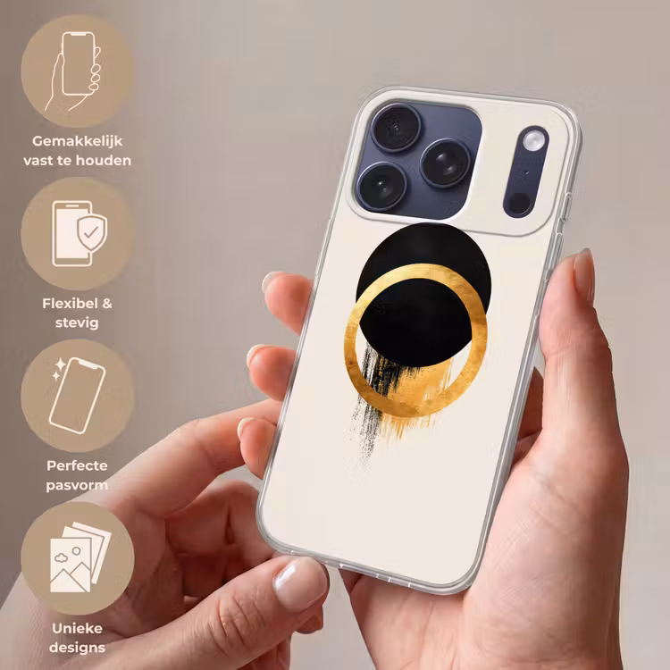 Abstract ontwerp - Zwarte cirkel - Verfvlekken Telefoonhoesje iPhone 17 Pro klein -sfeer3_NL
