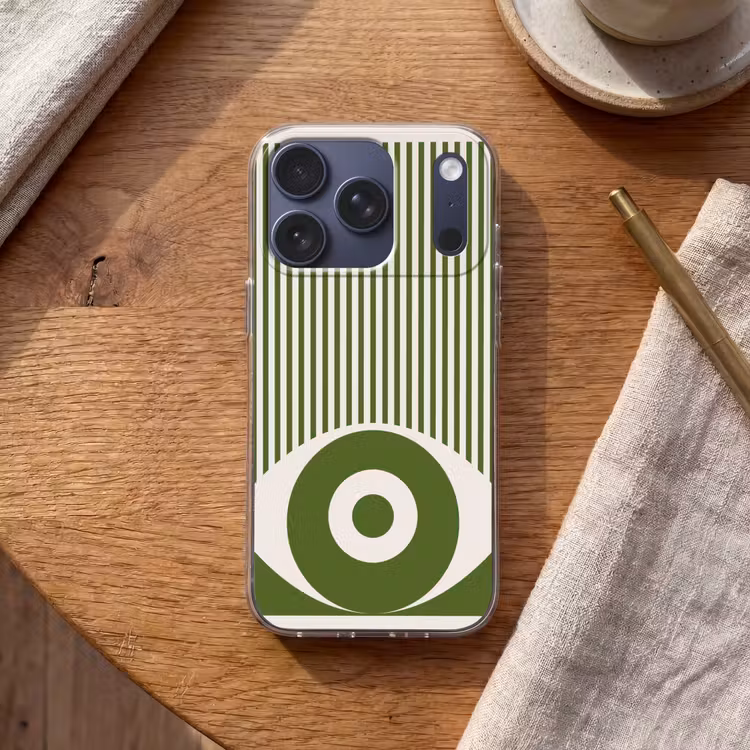 Abstract - Oog - Strepen - Modern - Groen Telefoonhoesje iPhone 17 Pro klein -sfeer1