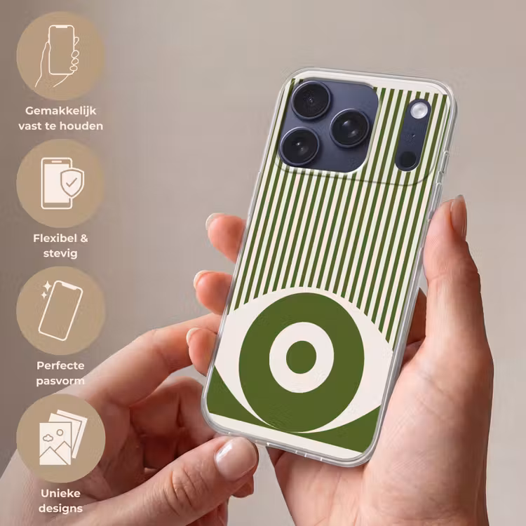 Abstract - Oog - Strepen - Modern - Groen Telefoonhoesje iPhone 17 Pro klein -sfeer3_NL