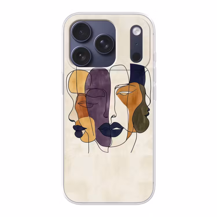 Abstract - Overlappende gezichten - Paars - Donkergroen Telefoonhoesje iPhone 17 Pro klein -3d
