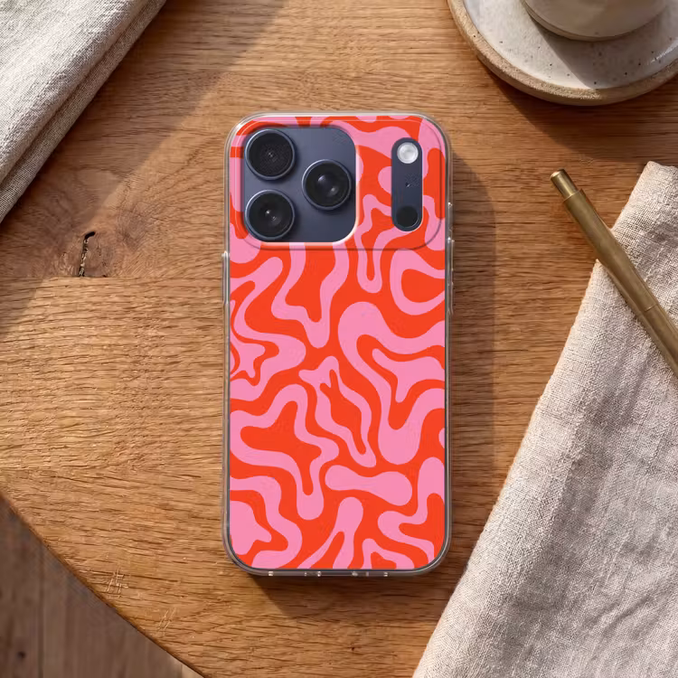 Abstract - Patroon - Rood - Roze - Minimalistisch Telefoonhoesje iPhone 17 Pro klein -sfeer1