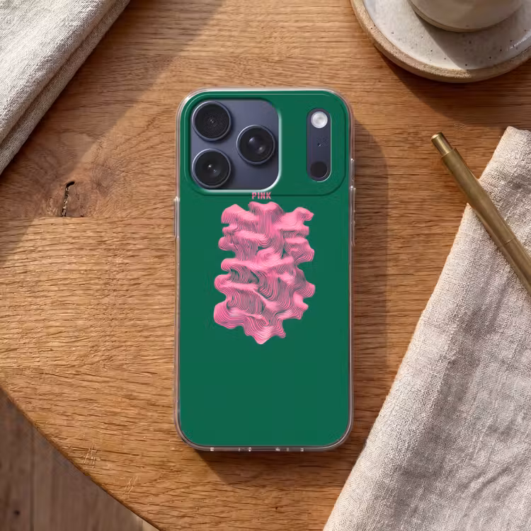 Abstract - Pink - Lijnen - Groen Telefoonhoesje iPhone 17 Pro klein -sfeer1