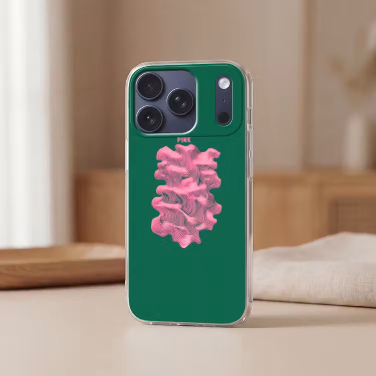 Abstract - Pink - Lijnen - Groen Telefoonhoesje iPhone 17 Pro klein -sfeer2