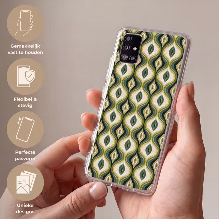 Abstract - Ritmisch - Groen Telefoonhoesje Samsung Galaxy A51 5G klein 373 -sfeer3_NL
