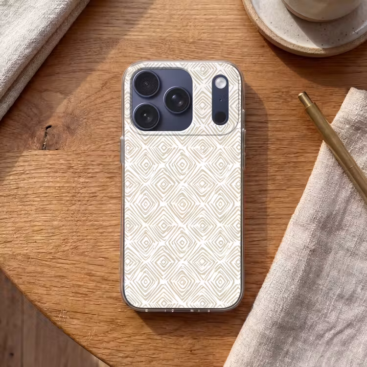 Abstract - Ruit - Beige Telefoonhoesje iPhone 17 Pro klein 878 -sfeer1