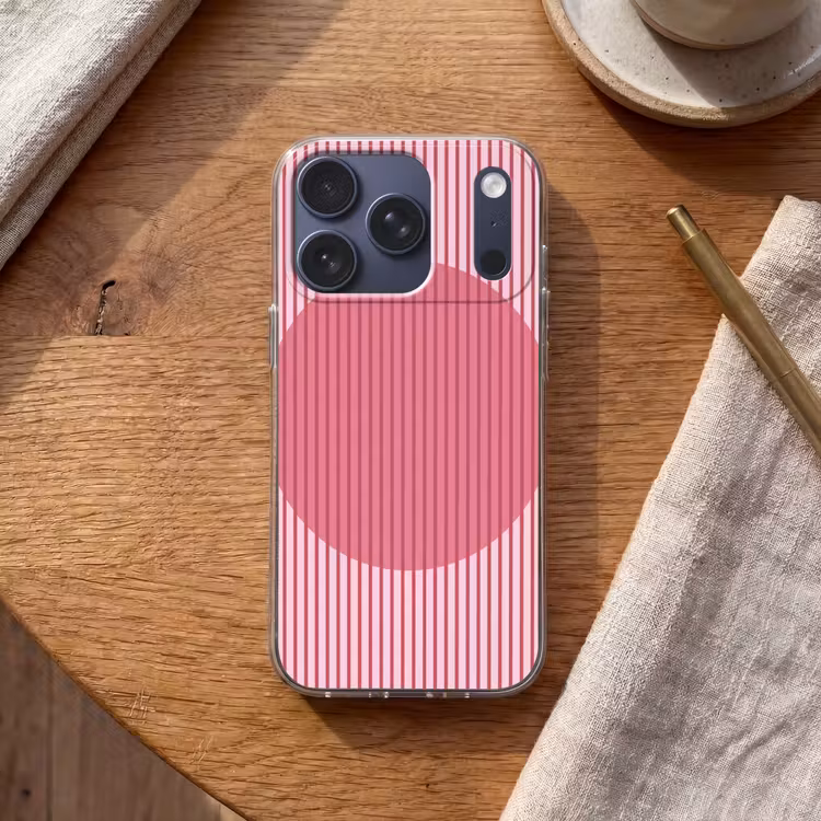 Abstract - Strepen - Ovaal - Roze - Modern Telefoonhoesje iPhone 17 Pro klein -sfeer1