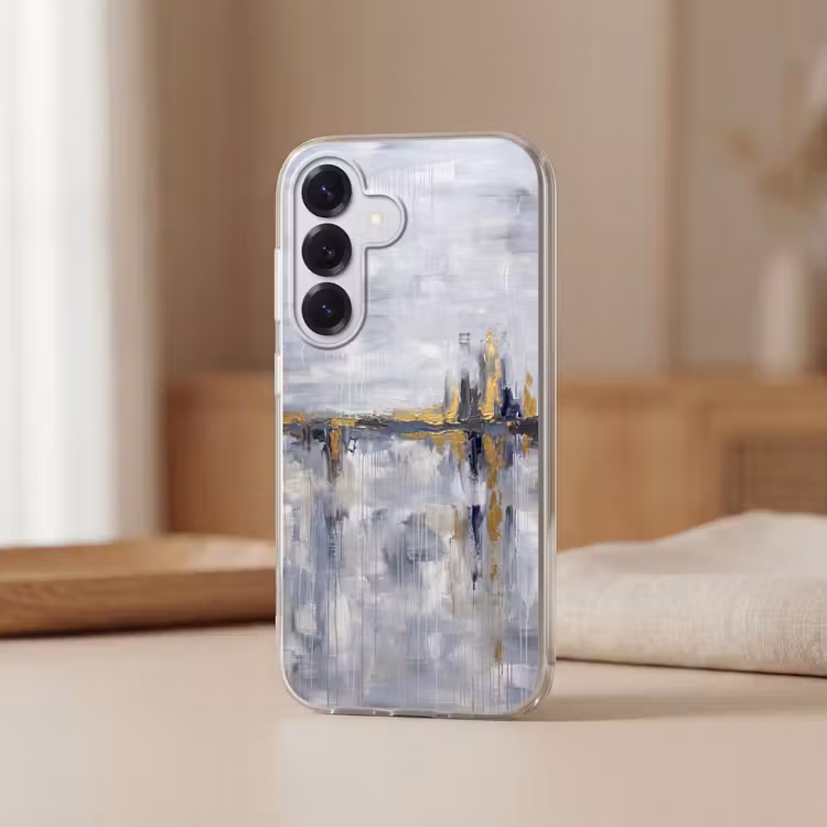 Abstract - Structuur - Goud - Grijs - Modern Telefoonhoesje Samsung Galaxy S26 klein -sfeer2