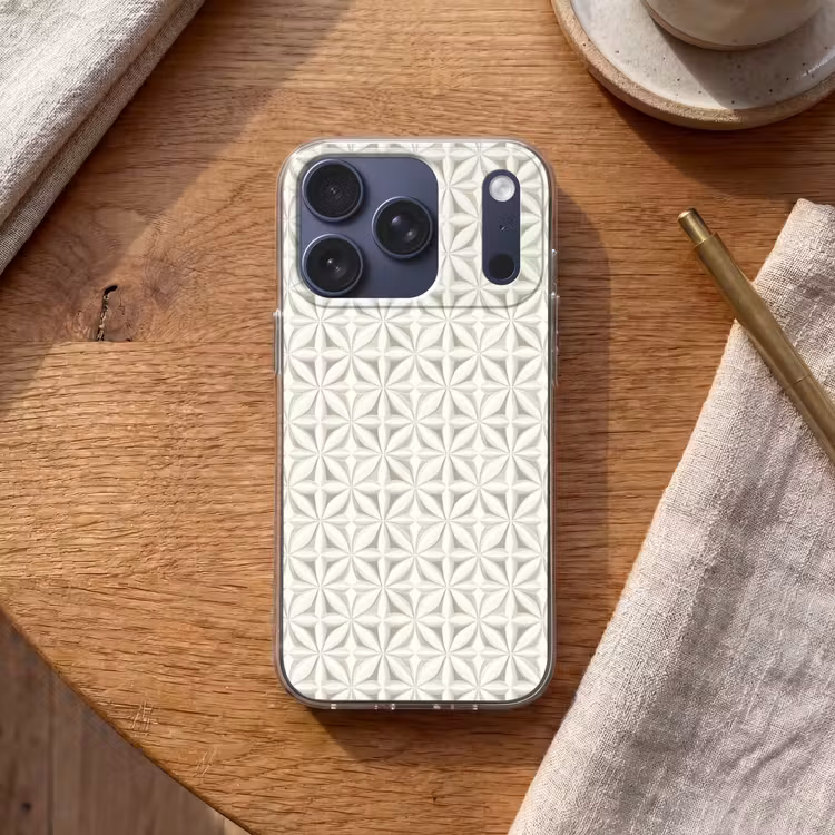 Abstract - Structuur - Grijs - Wit Telefoonhoesje iPhone 17 Pro klein 878 -sfeer1