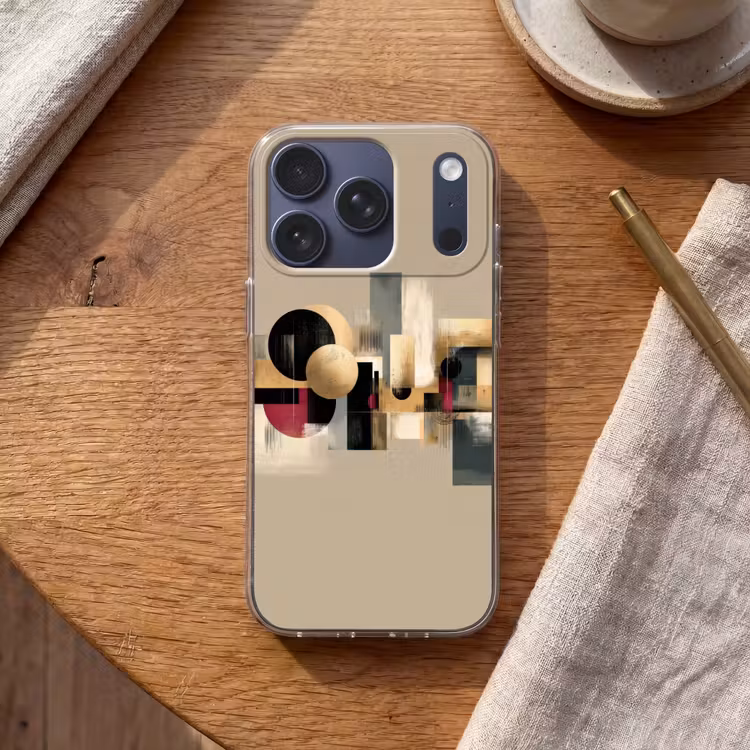 Abstract - Vormen - Beige - Texturen Telefoonhoesje iPhone 17 Pro klein -sfeer1