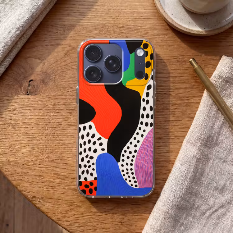 Abstract - Vormen - Kleuren - Stippen Telefoonhoesje iPhone 17 Pro klein -sfeer1