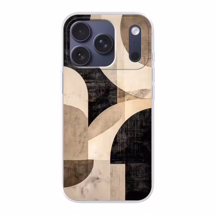 Abstract - Vormen - Modern - Beige Telefoonhoesje iPhone 17 Pro klein -3d