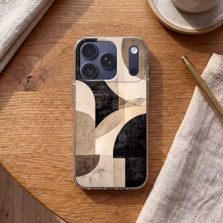 Abstract - Vormen - Modern - Beige Telefoonhoesje iPhone 17 Pro klein -sfeer1