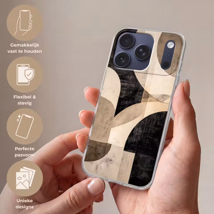 Abstract - Vormen - Modern - Beige Telefoonhoesje iPhone 17 Pro klein -sfeer3_NL