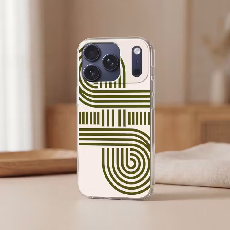 Abstract - Vormen - Modern - Groen Telefoonhoesje iPhone 17 Pro klein -sfeer2