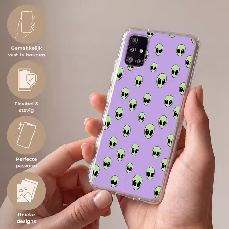 Alien - Retro - Lila Telefoonhoesje Samsung Galaxy A51 5G klein 373 -sfeer3_NL