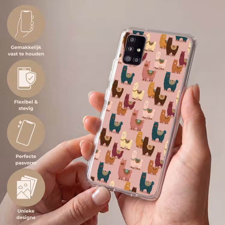 Alpaca's - Patroon - Kleurrijk Telefoonhoesje Samsung Galaxy A51 5G klein 373 -sfeer3_NL