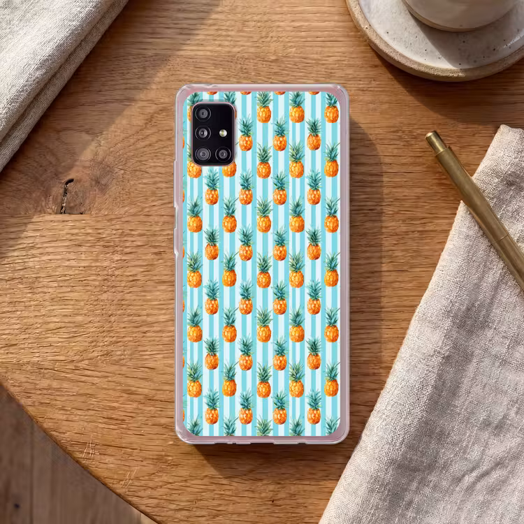 Ananas - Strepen - Groen Telefoonhoesje Samsung Galaxy A51 5G klein 373 -sfeer1