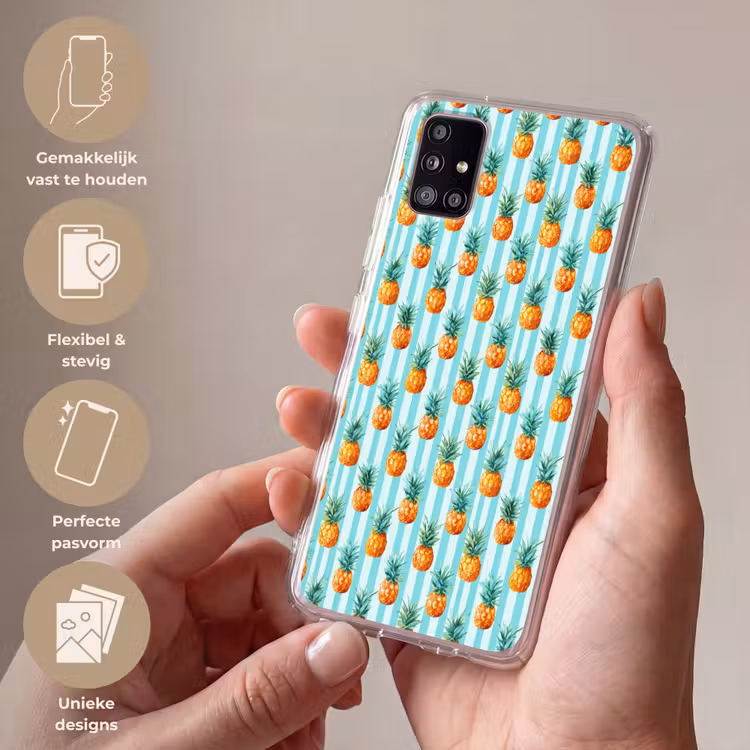 Ananas - Strepen - Groen Telefoonhoesje Samsung Galaxy A51 5G klein 373 -sfeer3_NL
