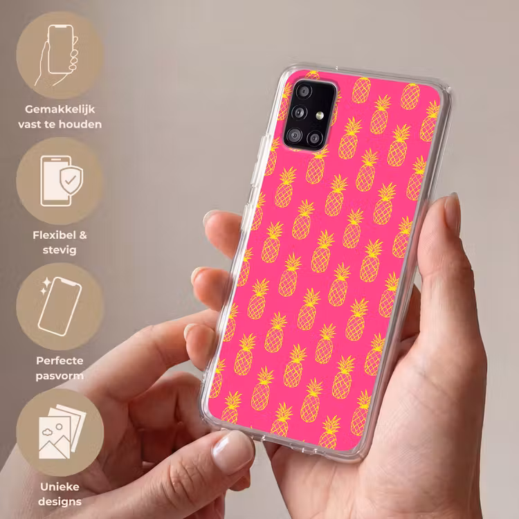 Ananas - Trendy - Roze Telefoonhoesje Samsung Galaxy A51 5G klein 373 -sfeer3_NL
