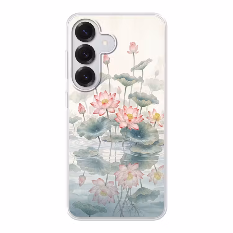 Aquarel - Lotusbloemen - Kleurrijk Telefoonhoesje Samsung Galaxy S26 klein -3d