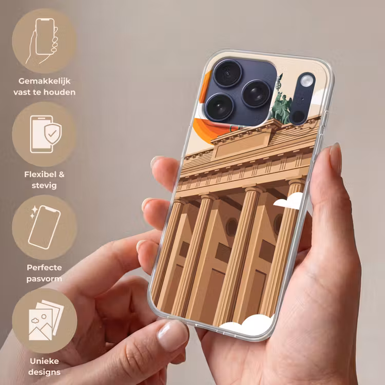 Architectuur - Brandenburg - Berlijn - Zonsondergang - Historisch Telefoonhoesje iPhone 17 Pro klein -sfeer3_NL