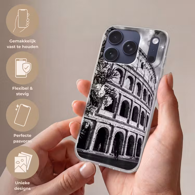 Architectuur - Colosseum - Rome - Historisch - Zwart-wit Telefoonhoesje iPhone 17 Pro klein -sfeer3_NL