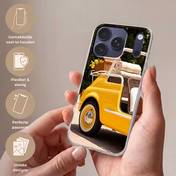 Auto - Picknick - Zomer - Geel Telefoonhoesje iPhone 17 Pro klein -sfeer3_NL