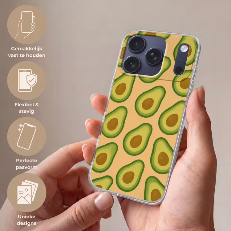 Avocado - Patroon - Groen - Pit Telefoonhoesje iPhone 17 Pro klein -sfeer3_NL