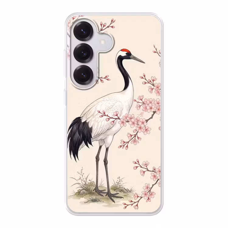 Aziatisch - Kraanvogel - Beige Telefoonhoesje Samsung Galaxy S26 klein -3d