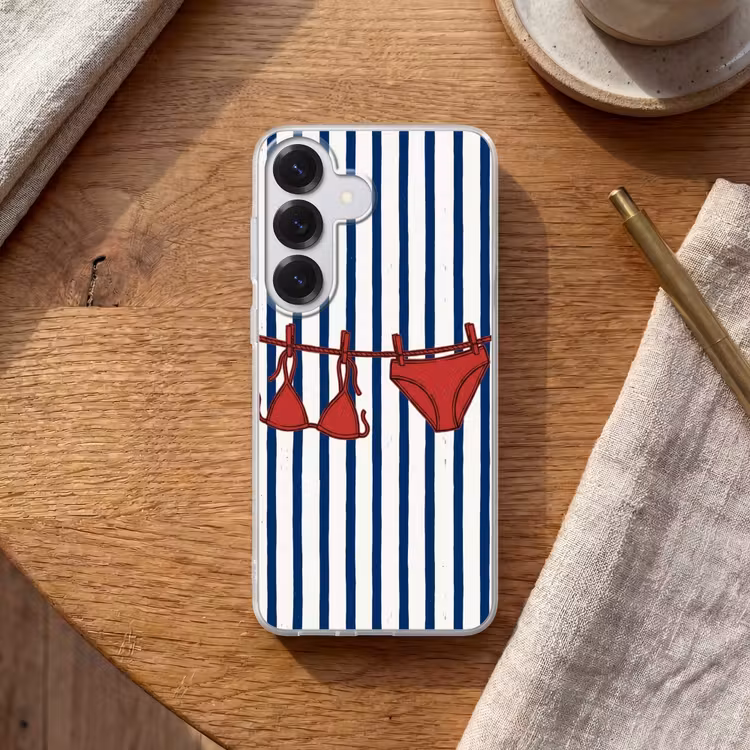 Badkleding - Waslijn - Zomer - Illustratie - Rood Telefoonhoesje Samsung Galaxy S26 klein -sfeer1