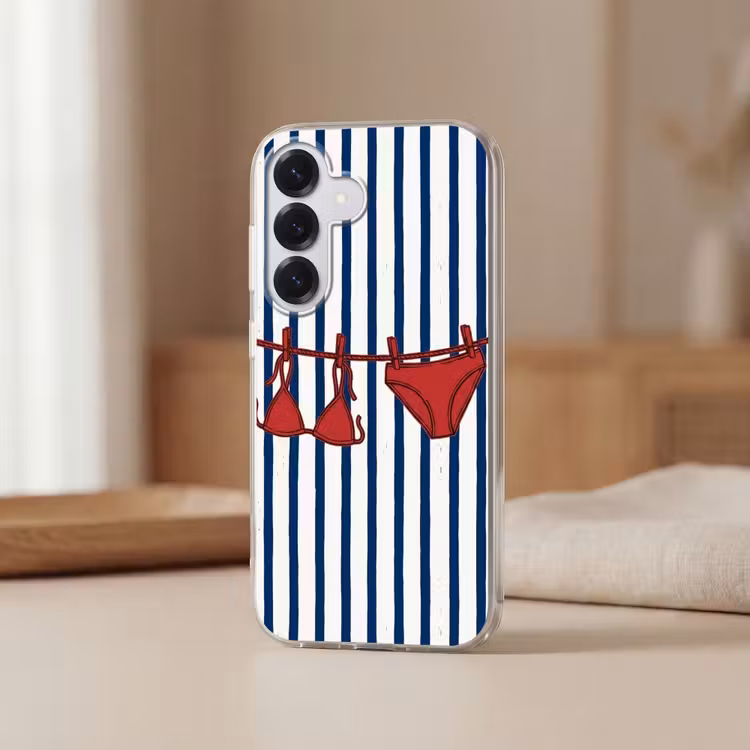 Badkleding - Waslijn - Zomer - Illustratie - Rood Telefoonhoesje Samsung Galaxy S26 klein -sfeer2