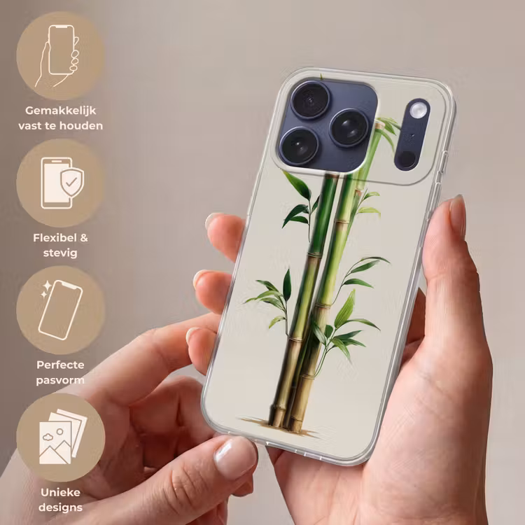 Bamboestengels - Sierlijk - Groen Telefoonhoesje iPhone 17 Pro klein -sfeer3_NL