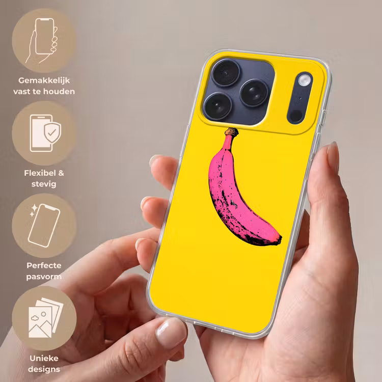 Banaan - Grafisch - Geel Telefoonhoesje iPhone 17 Pro klein -sfeer3_NL