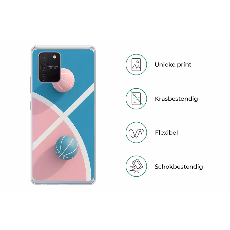 Basketbal - Pastel - Roze - BLauw Telefoonhoesje Samsung Galaxy S10 Lite klein -specsS10Lite