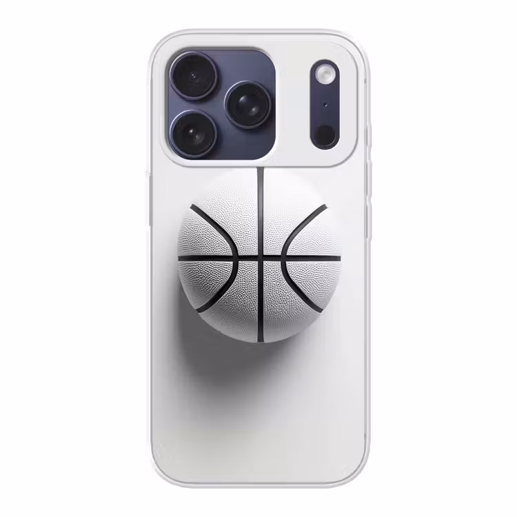 Basketbal - Wit - Schaduw - Lijnen Telefoonhoesje iPhone 17 Pro klein -3d